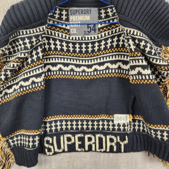 Superdry Premium Knit Wool Blend Rhumi Tassel Black Cardigan Women's Size XS - Picture 4 of 10